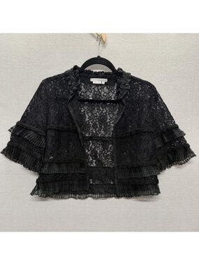 To The Max Lace Ruffle Bolero  - size S